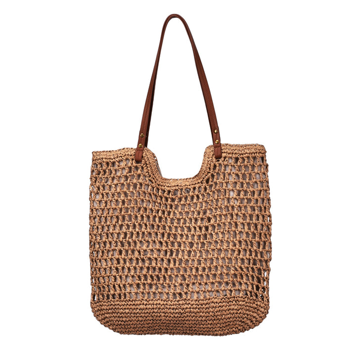 Handwoven cotton bag with leather handles Stornfield