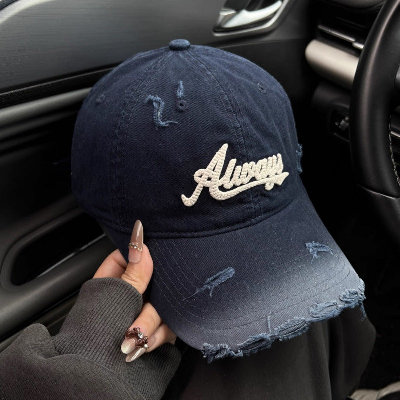 Women's Distressed Denim Style Baseball Cap Stornfield