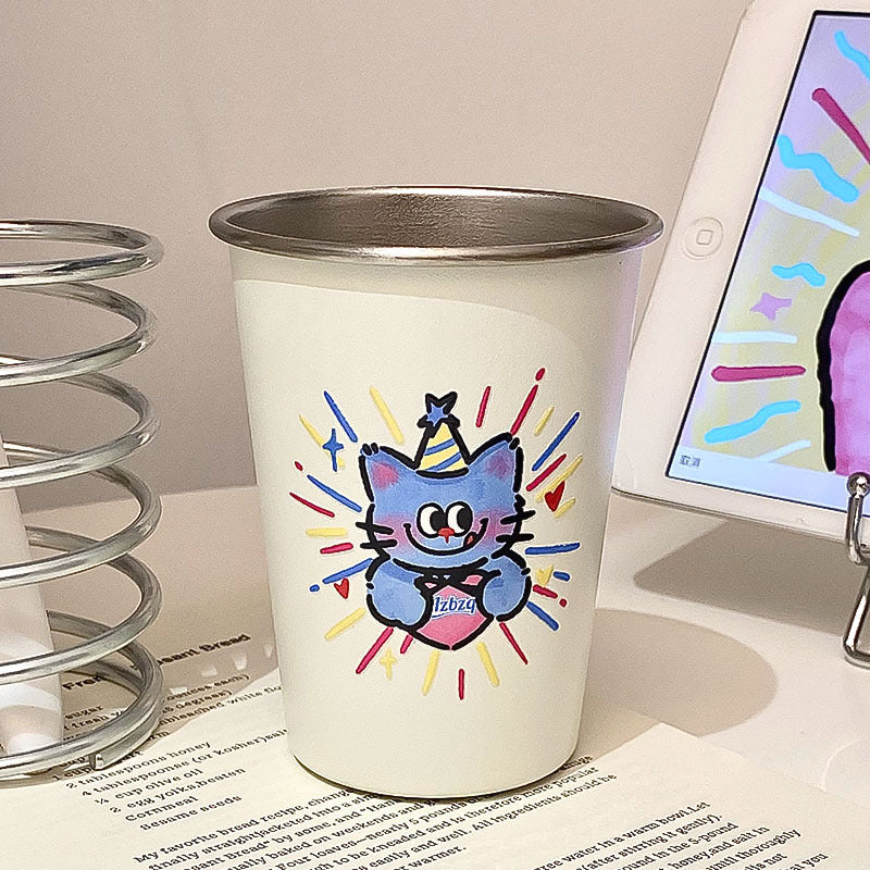 Drink cup with cheerful cat design Stornfield