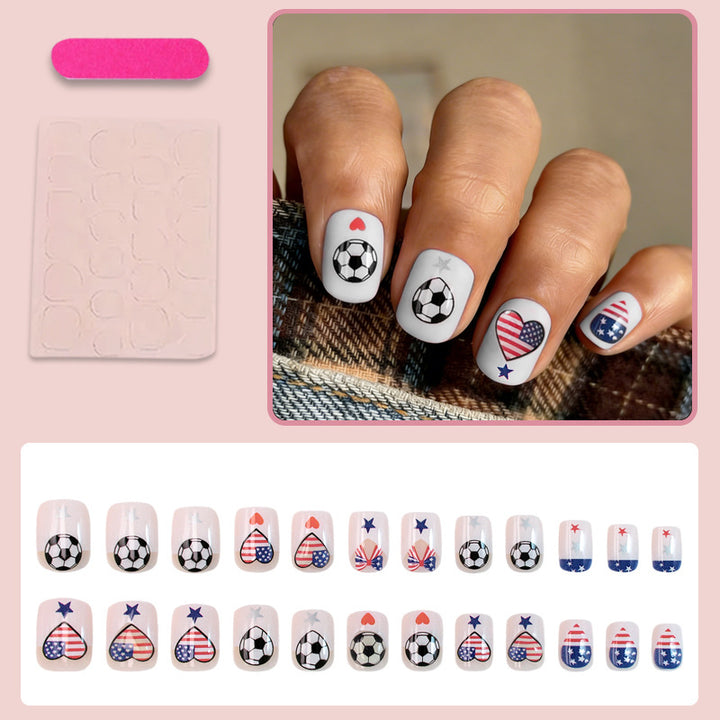 Artificial nail set with creative football and heart designs Stornfield