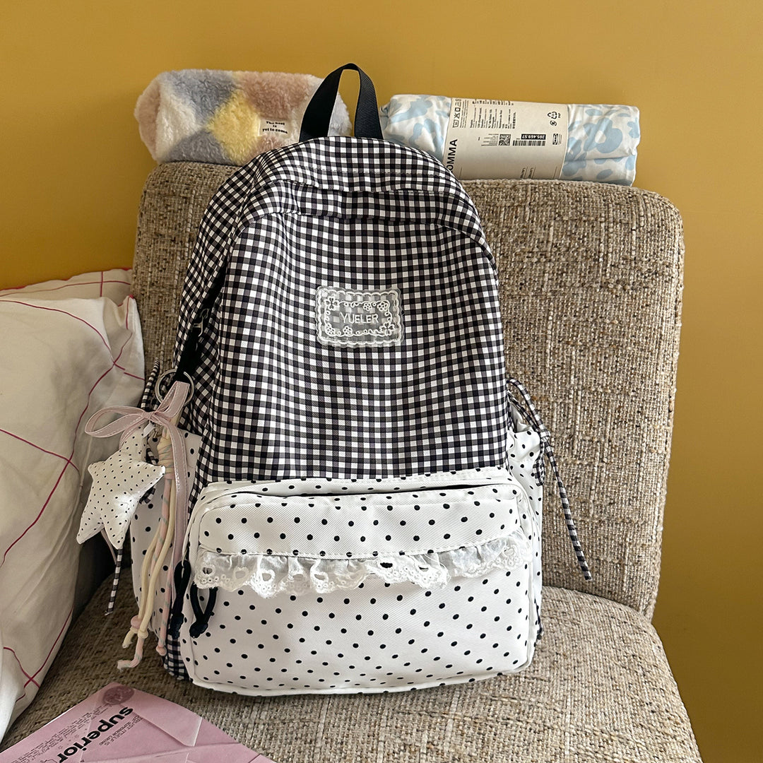 Charming Gingham Print School Backpack Stornfield