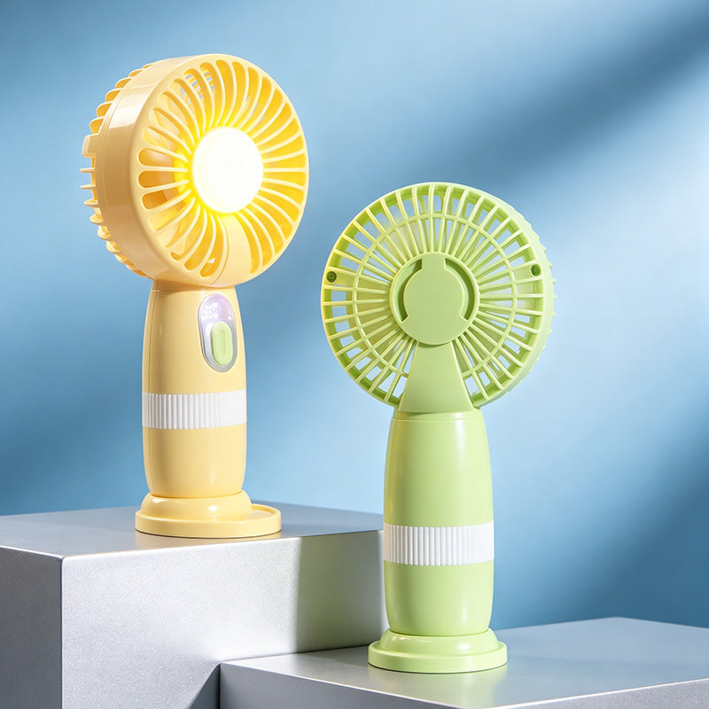 Ladies portable USB hand fan with LED light and digital temperature display Stornfield