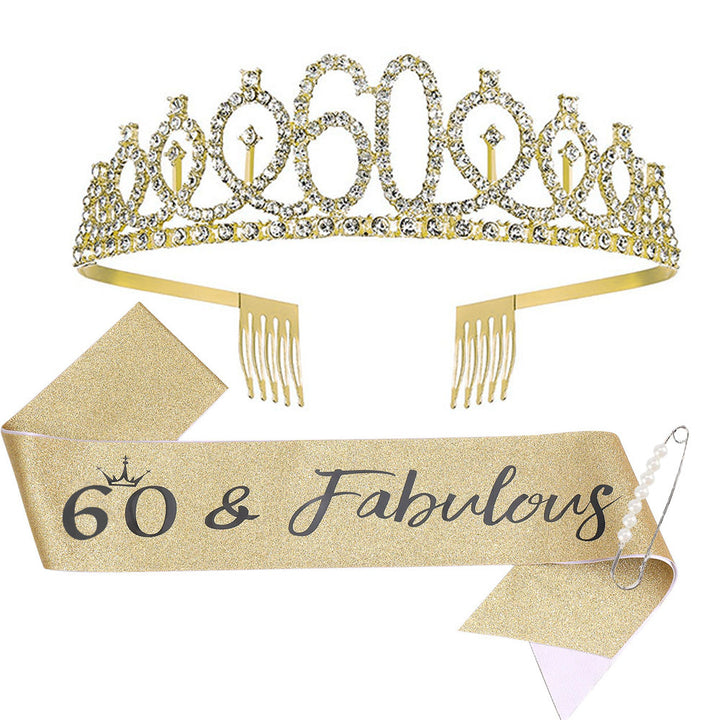 Ladies Sparkling Tiara with personalized 80th Birthday Inscription Stornfield