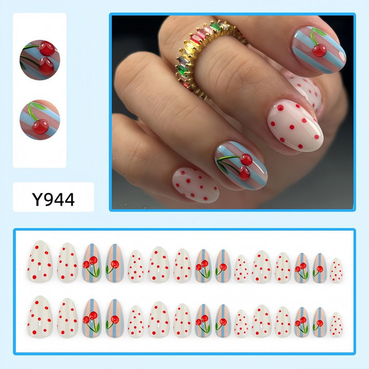 Creative art nails with cherry design Stornfield