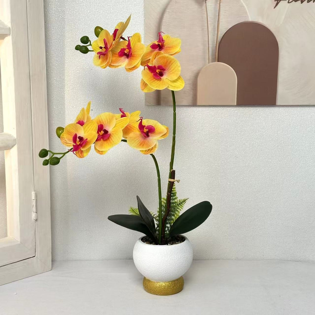 Elegant Faux Orchid Pot Arrangement