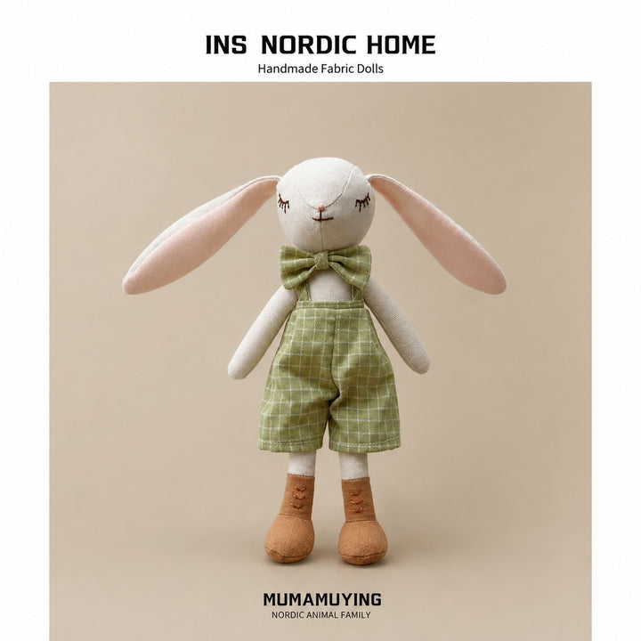 Handmade Linen Bunny Comforter Doll with Long Floppy Ears