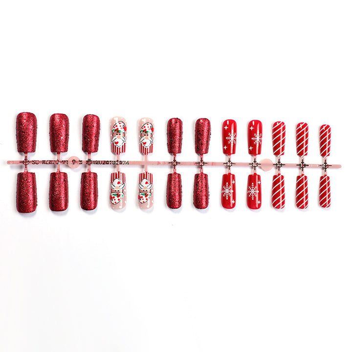 Artificial nail set with festive Christmas motifs and glitter Stornfield
