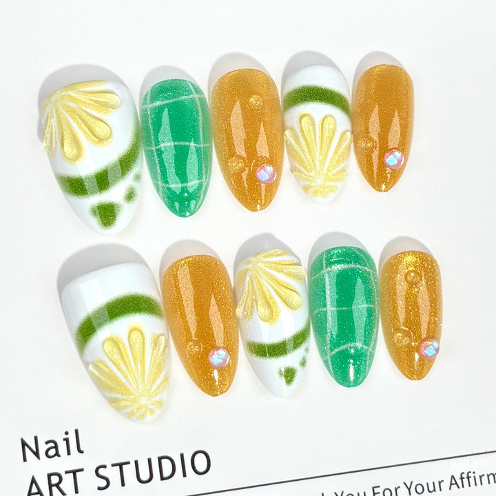 Citrus-Themed Press-On Nail Art Set
