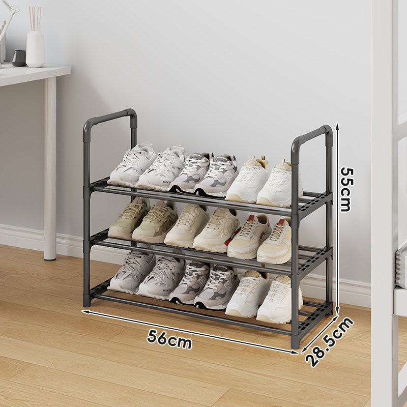 Multi-Tier Tall Steel Shoe Rack Organizer with Adjustable Shelves and Non-Slip Slats