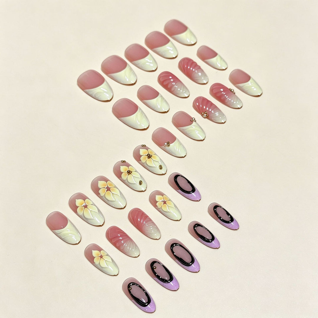 Artistic 3D Floral Press-On Nail Extensions Stornfield