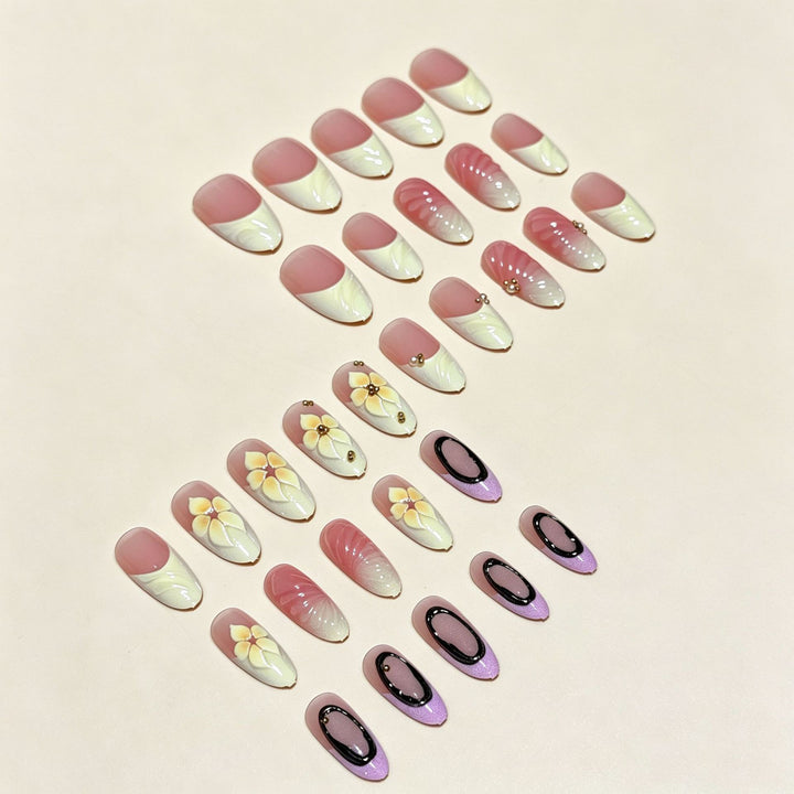 Artistic 3D Floral Press-On Nail Extensions Stornfield