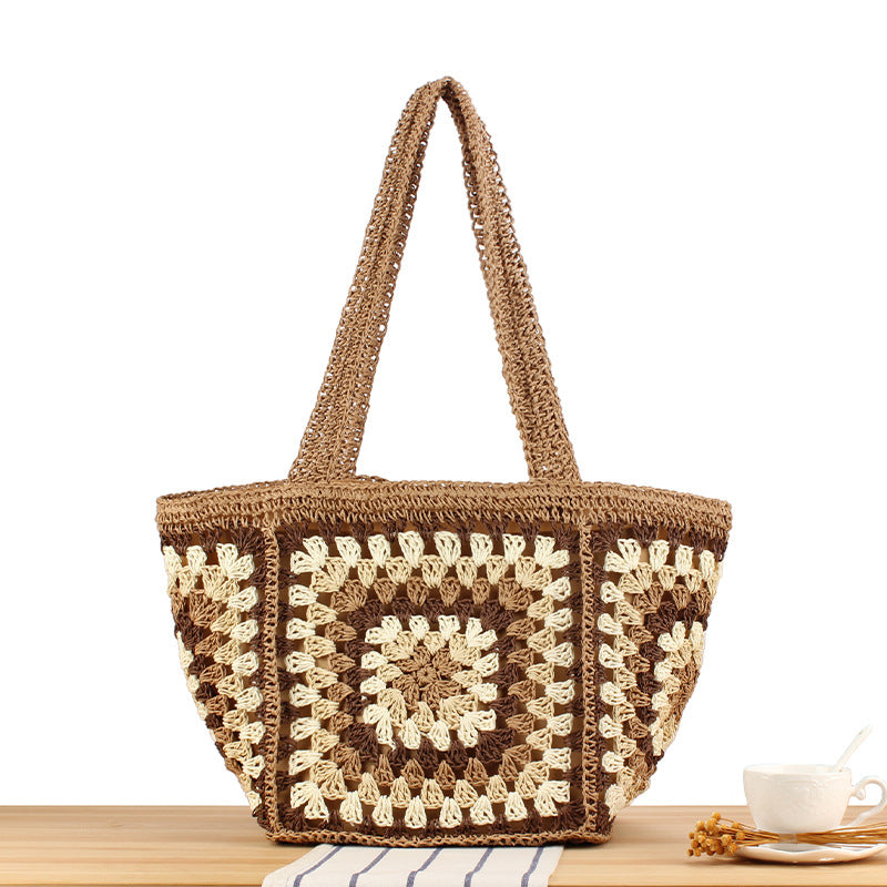 Macrame Tote Bag with Geometric Pattern Stornfield