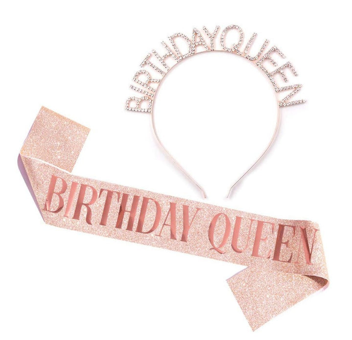 Ladies Glittering Birthday Crown with Festive Sash Stornfield