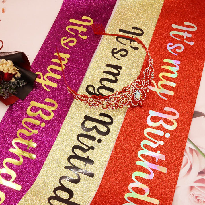 Ladies Festive Birthday Band with Glitter Design Stornfield