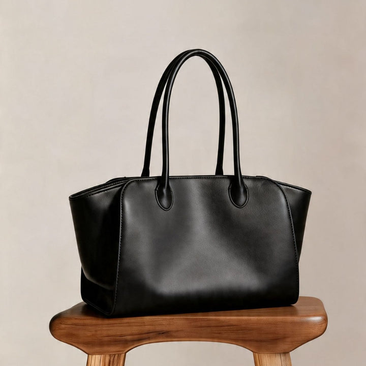 Structured Leather Top-Handle Tote with Long Shoulder Straps