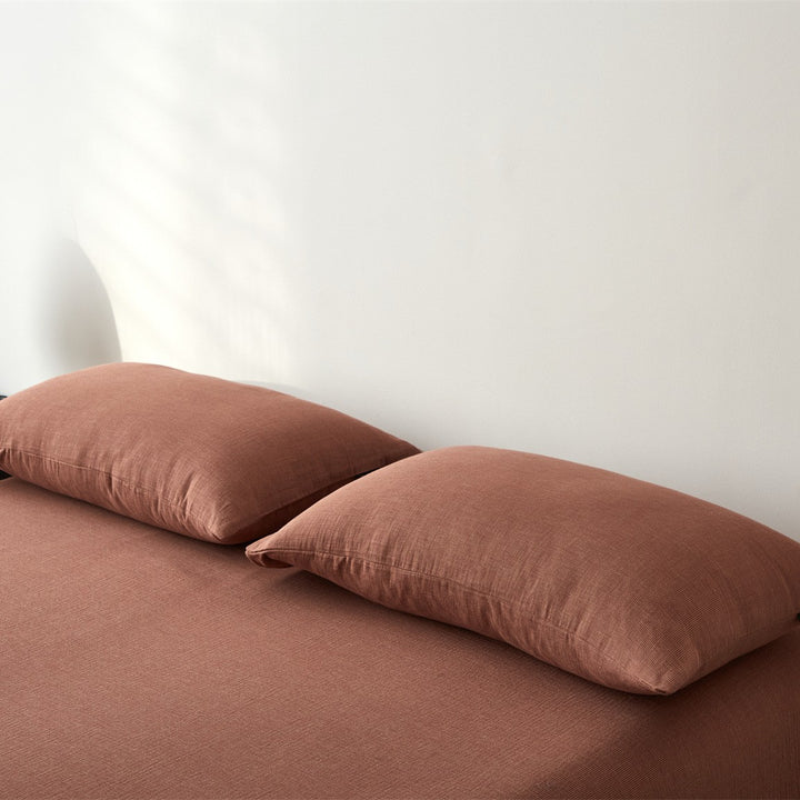 Plaid Brushed Cotton Sheet Set with Deep-Pocket Fitted Sheet & Envelope Pillowcases