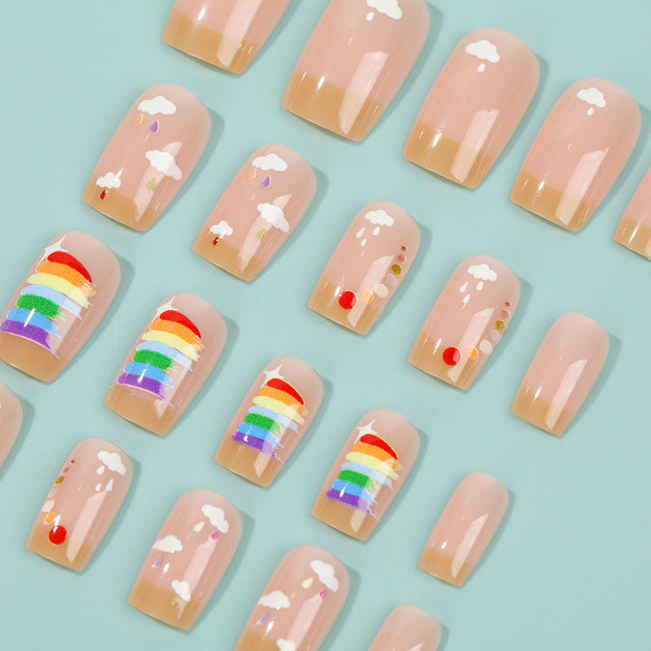 Creative Nail Art Set with Rainbow and Cloud Designs Stornfield