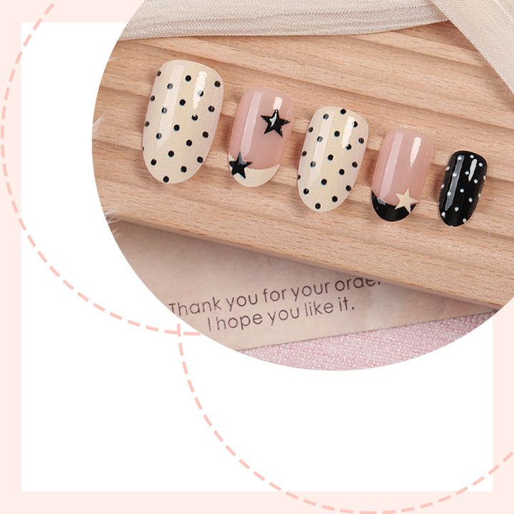 Creative Art Nail Set with Stars and Dots Design Stornfield