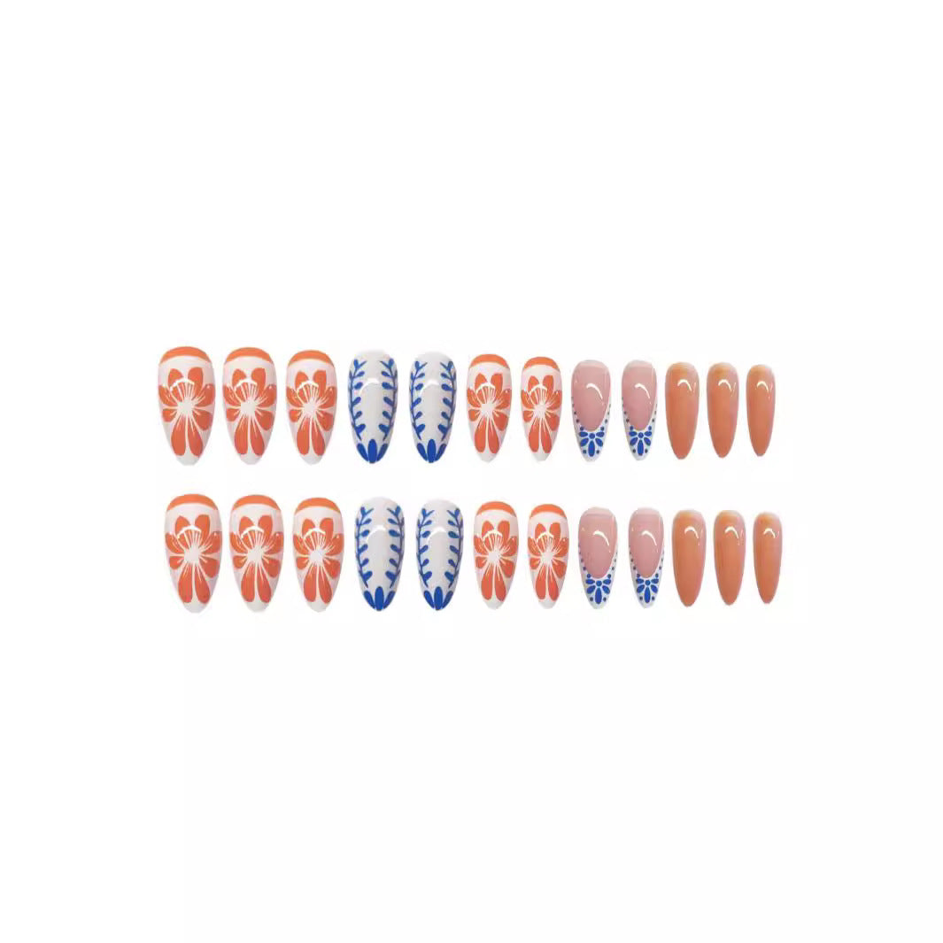 Artistic Floral Press-On Nail Design Stornfield