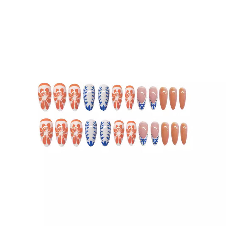 Artistic Floral Press-On Nail Design Stornfield