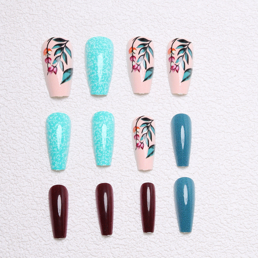 Artistic Floral and Glitter Press-On Nails Stornfield