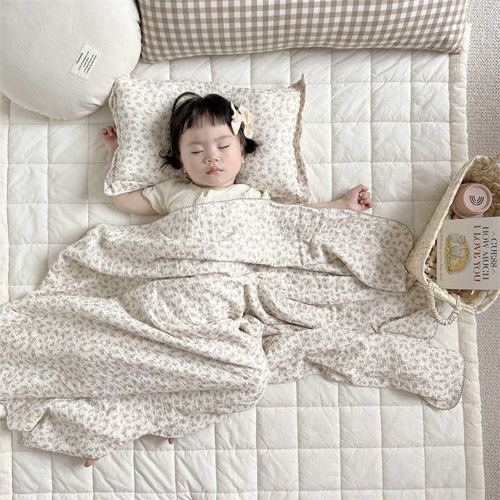Unisex Muslin Blanket with delicate floral design and elegant ruffles Stornfield