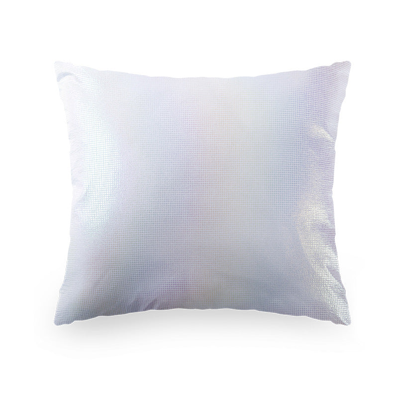 Square decorative cushion with delicate mother-of-pearl look and fine micro tuft structure