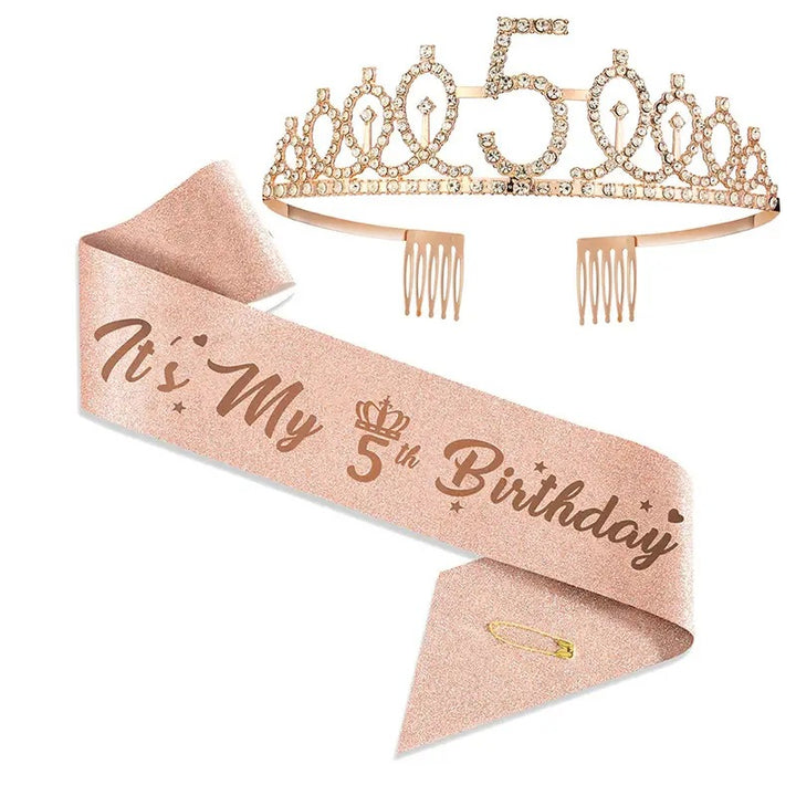 Women Glittering Tiaras with Festive Birthday Banner Stornfield