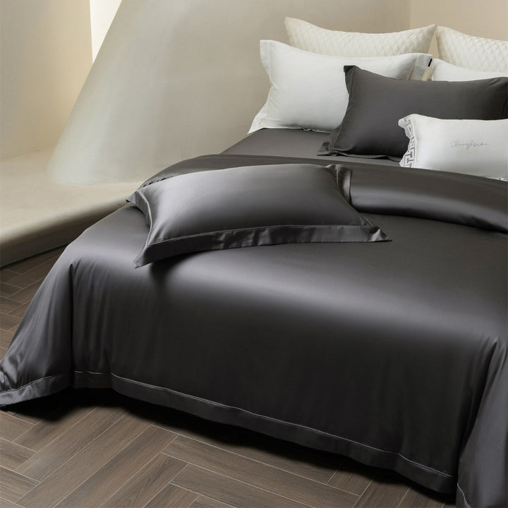 Silky-Feel Microfiber Duvet Cover Set with Deep-Fit Corners & Piped Shams