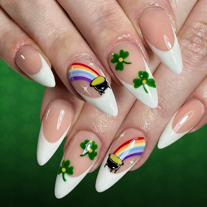 Themed Rainbow and Shamrock Nail Art Stornfield