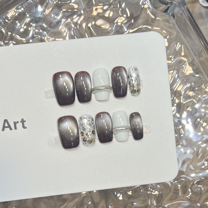Elegant Stiletto Press-On Nail Set with Decorative Accents Stornfield