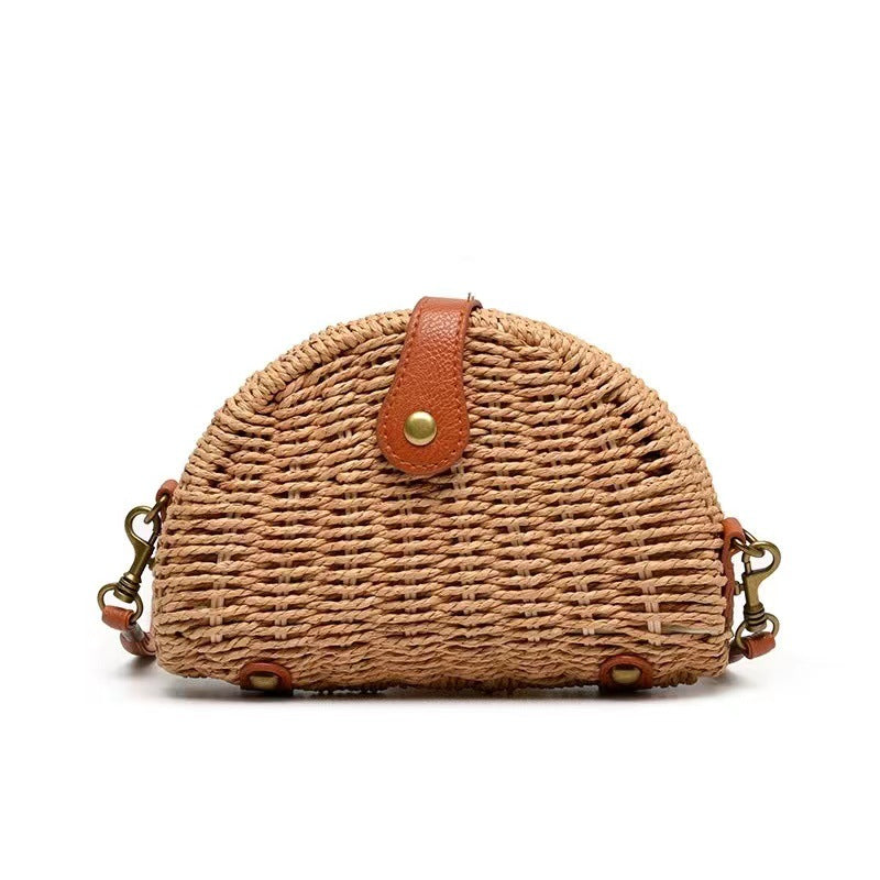 Handcrafted Rattan Bag in Half-Moon Design Stornfield