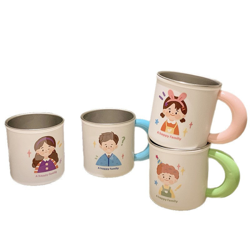 Stainless steel ceramic mug with cheerful family motif Stornfield