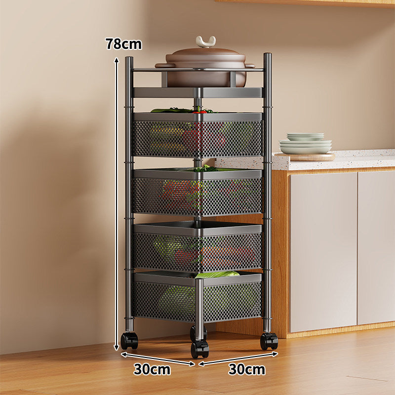 Slim Vertical Rolling Kitchen Mesh Organizer with Perforated Drawers