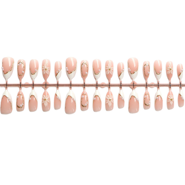 Elegant Press-On Nail Art Set with Floral Accents Stornfield