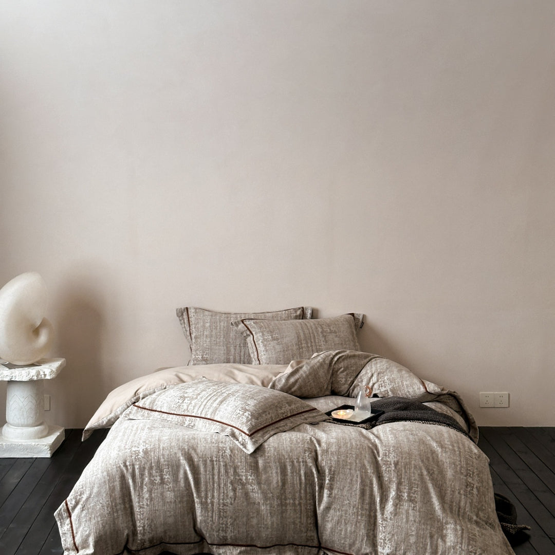 Washed Linen-Blend Textured Duvet Cover Set with Piped Edge Pillow Shams
