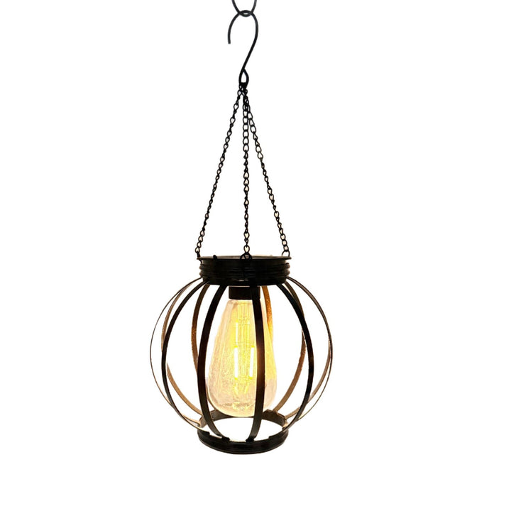 Outdoor Hanging Metal Cage Pendant Lantern With Adjustable Chain And Vintage Filament LED Stornfield