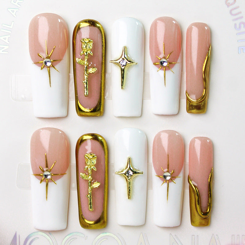 Art nail set with romantic flower and glamour accents Stornfield