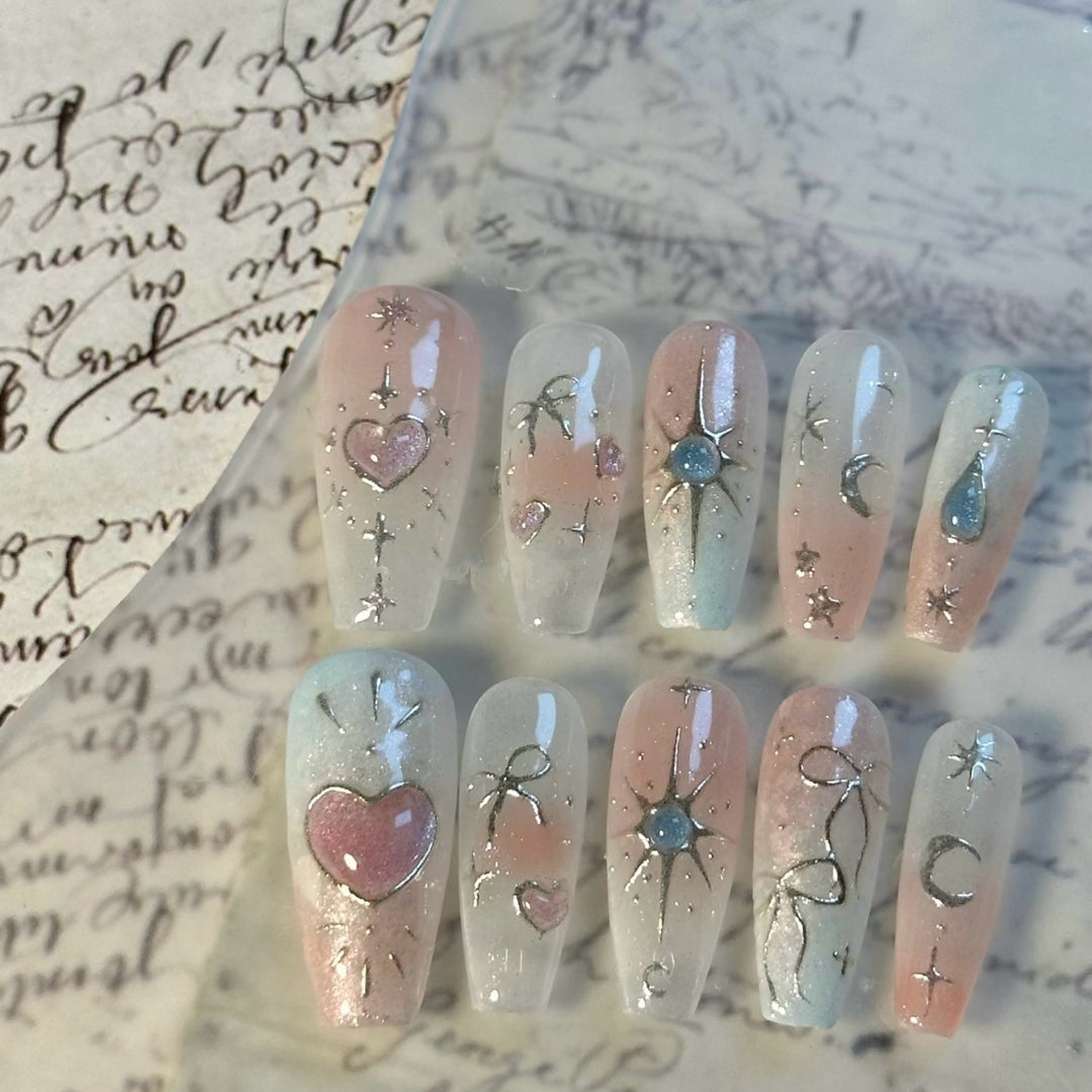 Celestial-Themed Press-On Nail Art Set
