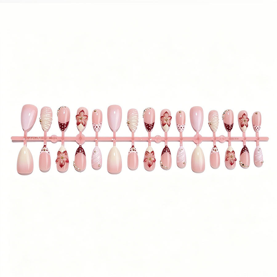 Floral Embellished Gel Press-On Nails Stornfield