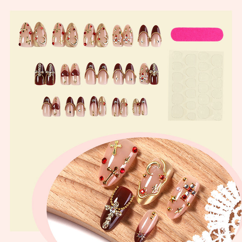 Decorative artificial nail set with elegant embellishments Stornfield