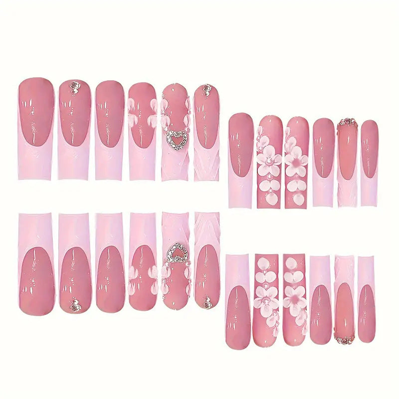 Decorative Floral Appliqué Press-On Nails Stornfield