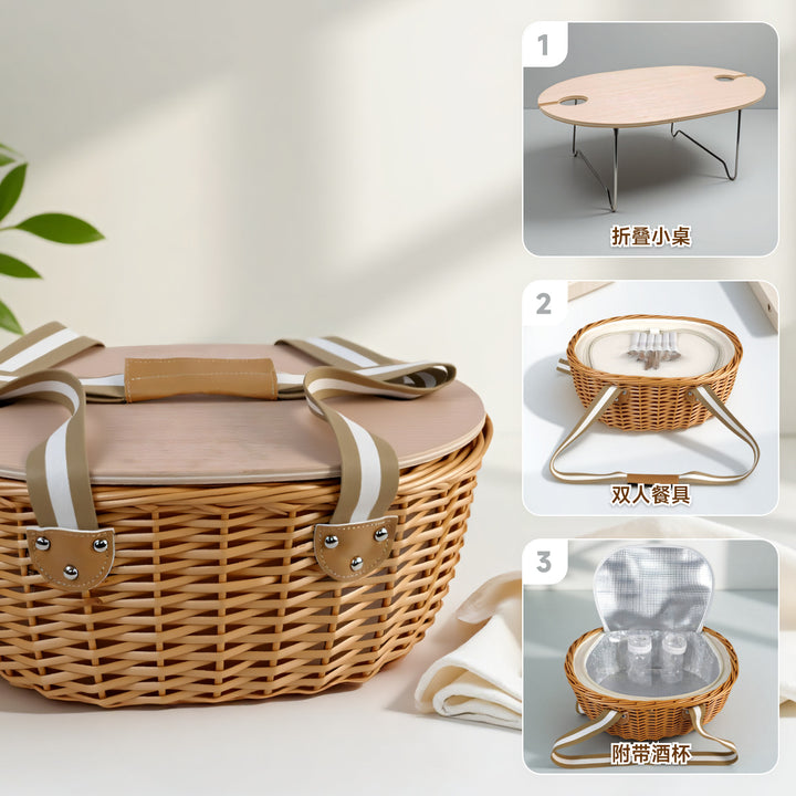 Ladies picnic basket with integrated cooling system and extensive dish set Stornfield
