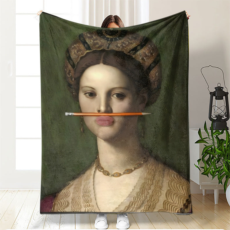 Artistic Cat-Themed Fleece Blanket