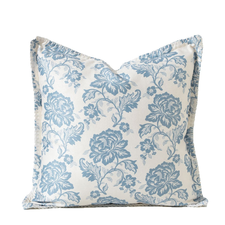 Floral Mandala Decorative Pillow Cover Made of Cotton Blend with Hidden Zipper