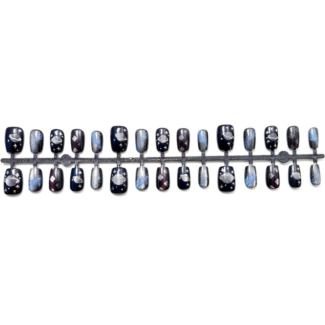 Galactic-Themed Press-On Nail Art