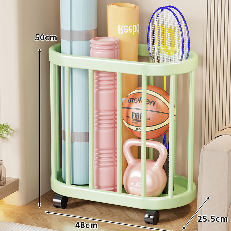Vertical Rolling Sports Equipment Storage Caddy with Open-Bar Frame and Swivel Casters