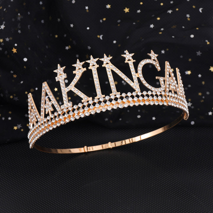 Ladies Glittering Birthday Crown with a Regal "Birthday King" Sash Set Stornfield