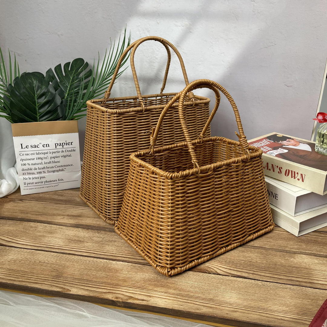 Women elegant braided basket with sturdy double handles Stornfield