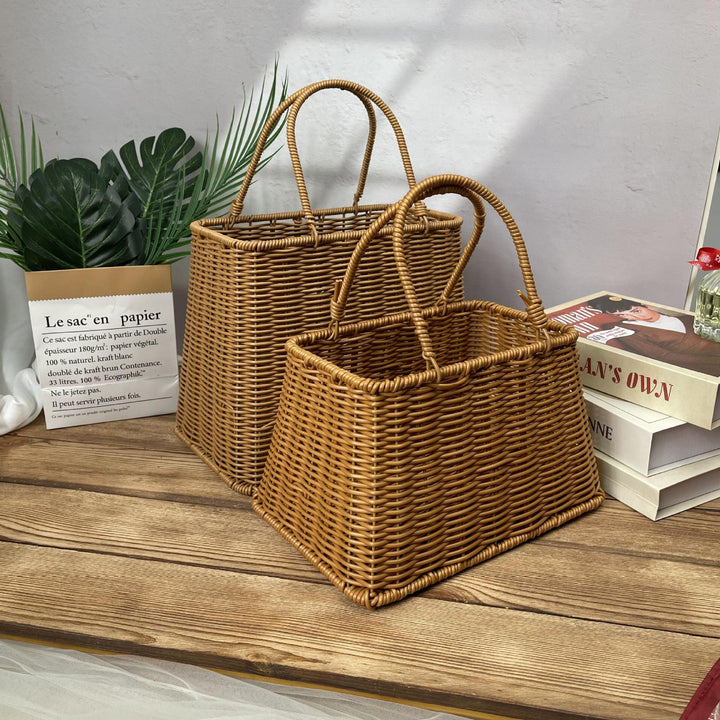 Women elegant braided basket with sturdy double handles Stornfield